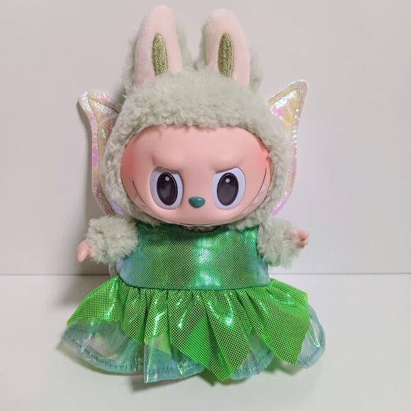 Labubu Disney Inspired Tinkerbell Fairy Dress and Metallic Wings Outfit - Picture 2 of 8